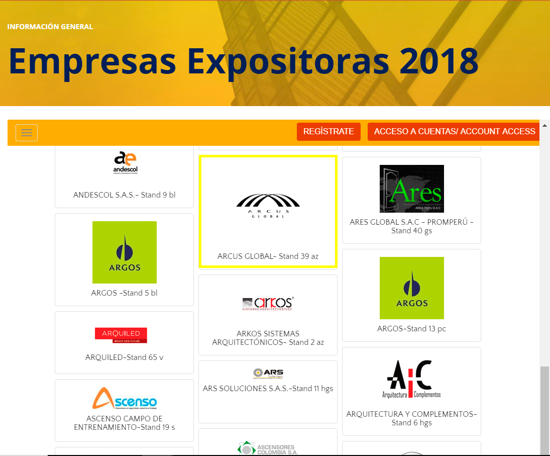 Empresas expositoras en expo CAMACOL 2018